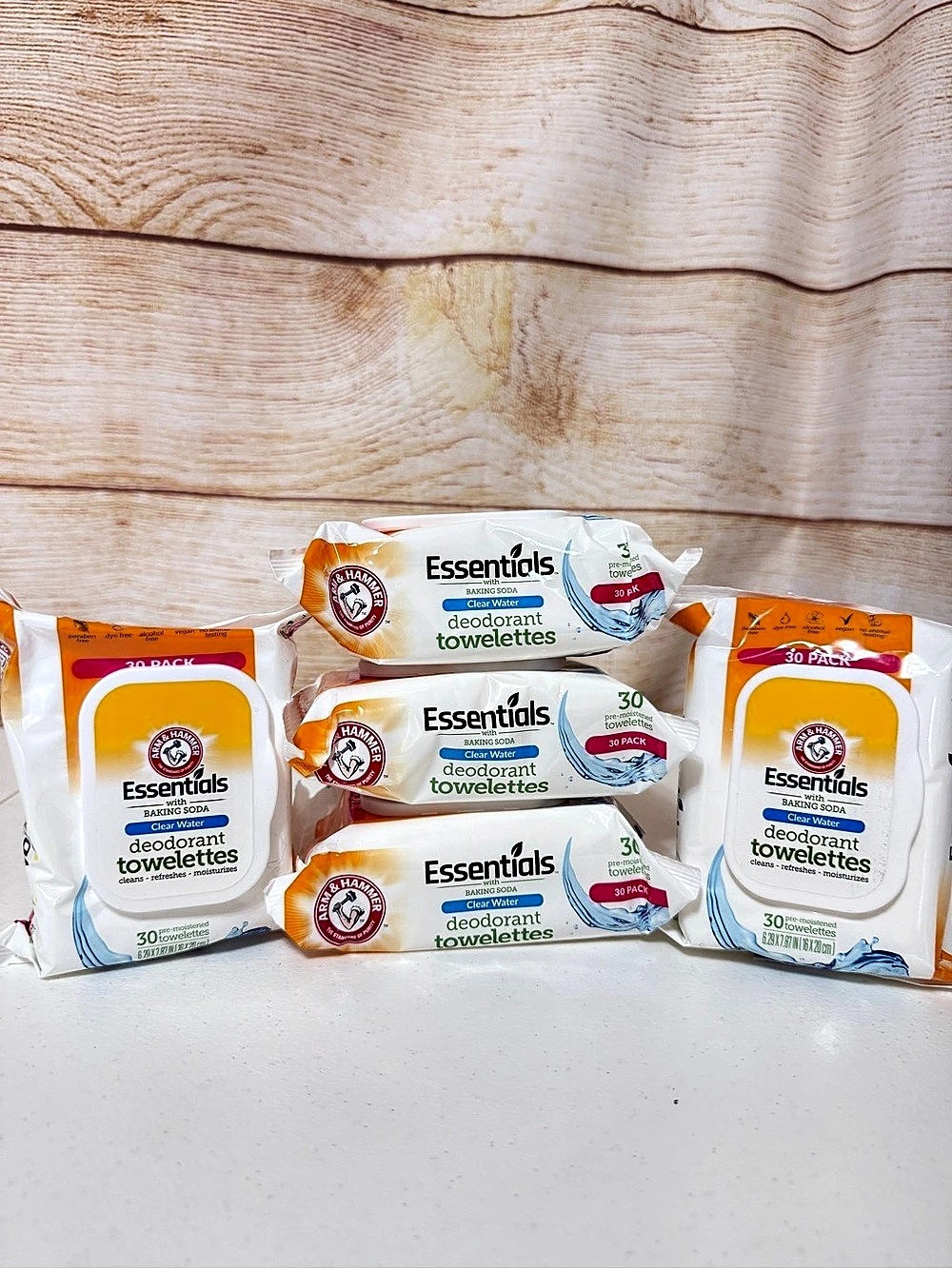 Arm & Hammer Essentials with Baking Soda Clear Water Deodorant Towelettes 30